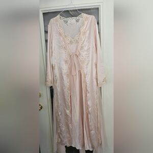 Victoria's Secret Vintage Bridal Robe Slip Set Satin Lace Corset Lingerie Large